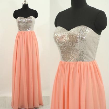 peach and silver gown