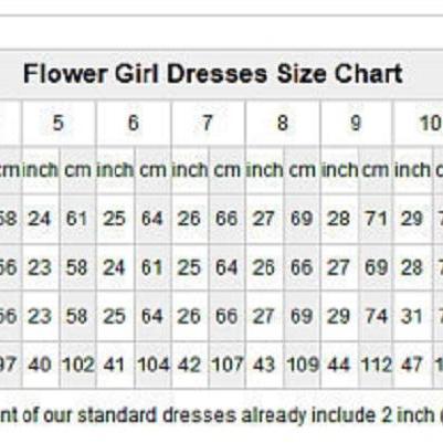 Big Girl Size Chart