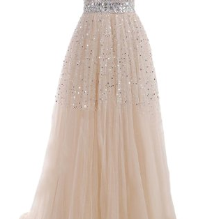 Ready To Ship Long sweetheart a-line champagne Formal prom Dress long with sequined court train