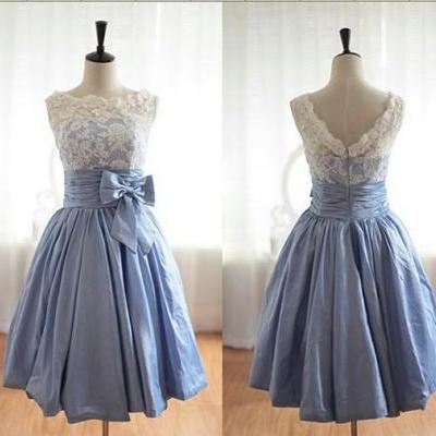 Top Lace Short Blue Prom Dress 2015 New Arrival