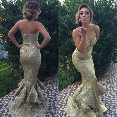 Off shoulder gold sequins mermaid long prom dress.elegant evening gown,formal dress
