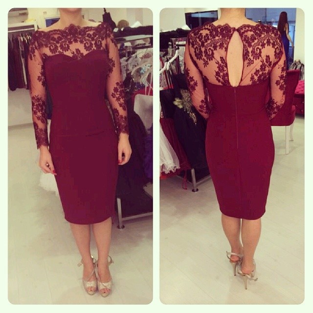 burgundy lace dress long sleeve