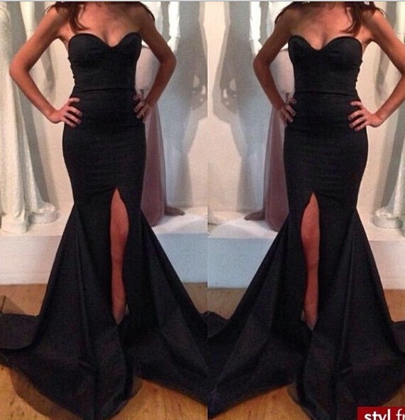 black satin mermaid dress