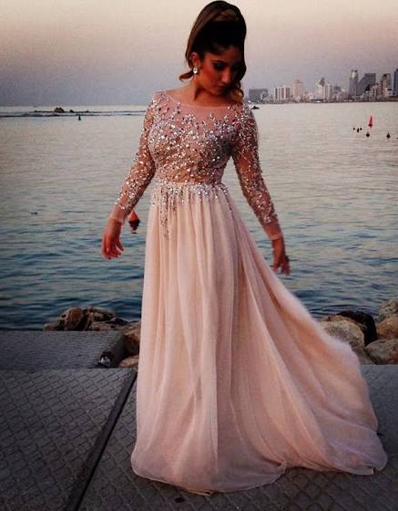 Light Pink Long Prom Dresses