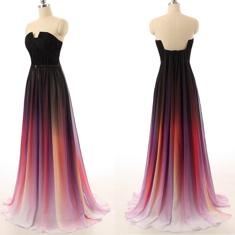 rainbow chiffon dress