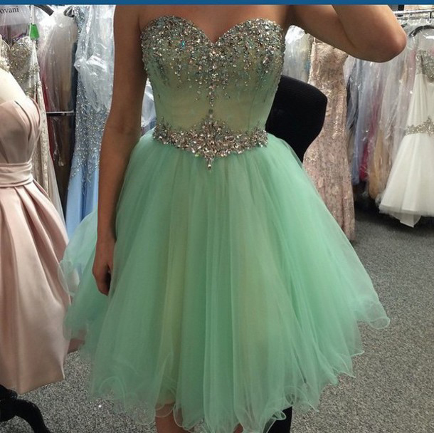 pale green prom dress