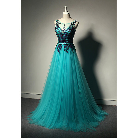 Mint green and shop black prom dress