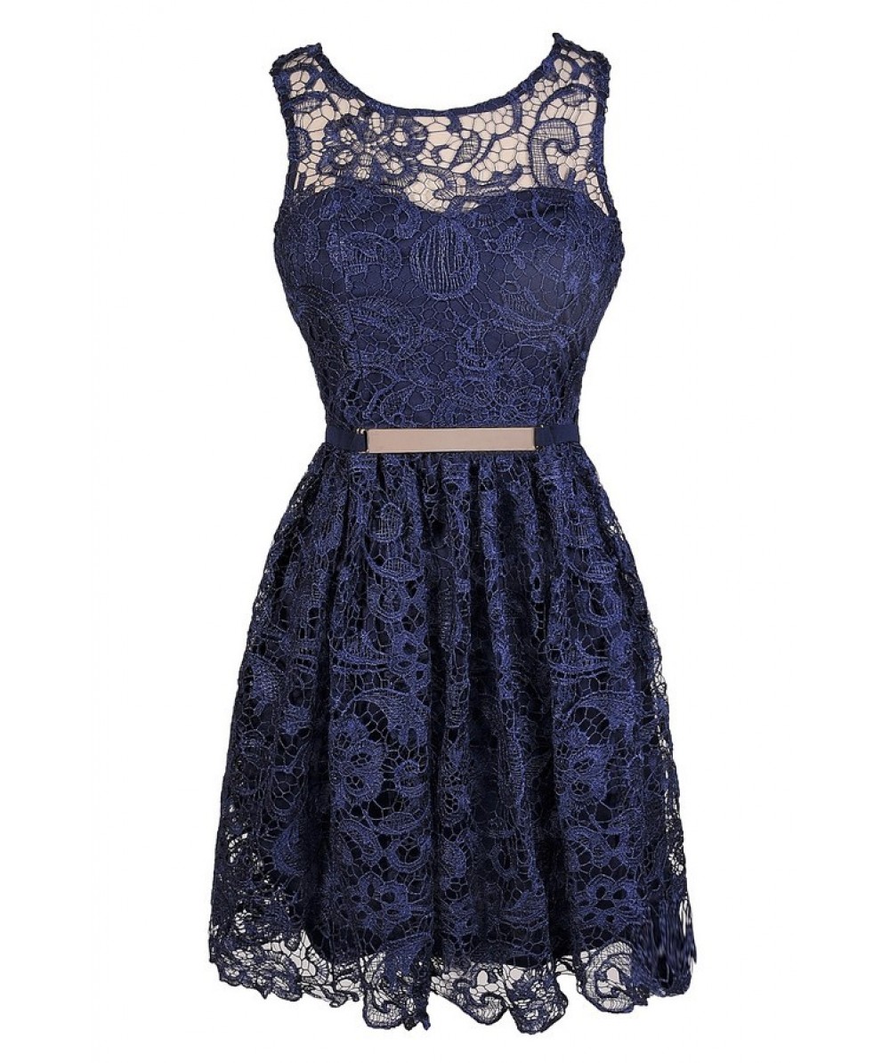 Events Blue Sleeveless Round Neck Lace Dress Size 8 New With Tags on Luulla