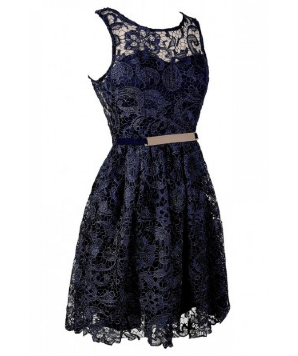 Events Blue Sleeveless Round Neck Lace Dress Size 8 New With Tags on Luulla