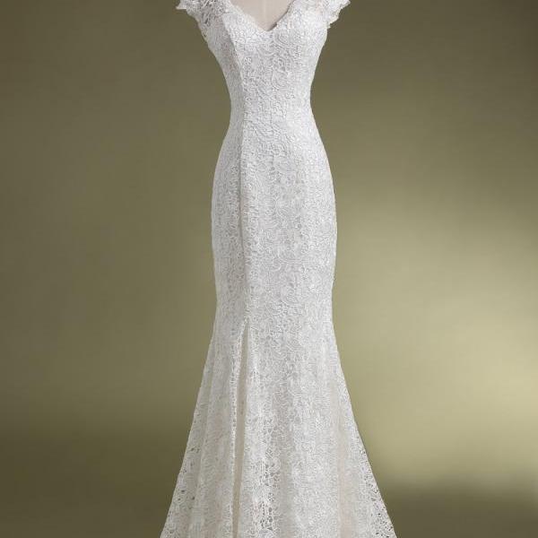 Mermaid White Lace Wedding Dresses, White Wedding Gowns Bridal Dresses ...
