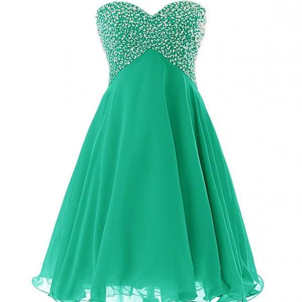 Sweethear Neck Watermelon Chiffon Short Prom Dresses