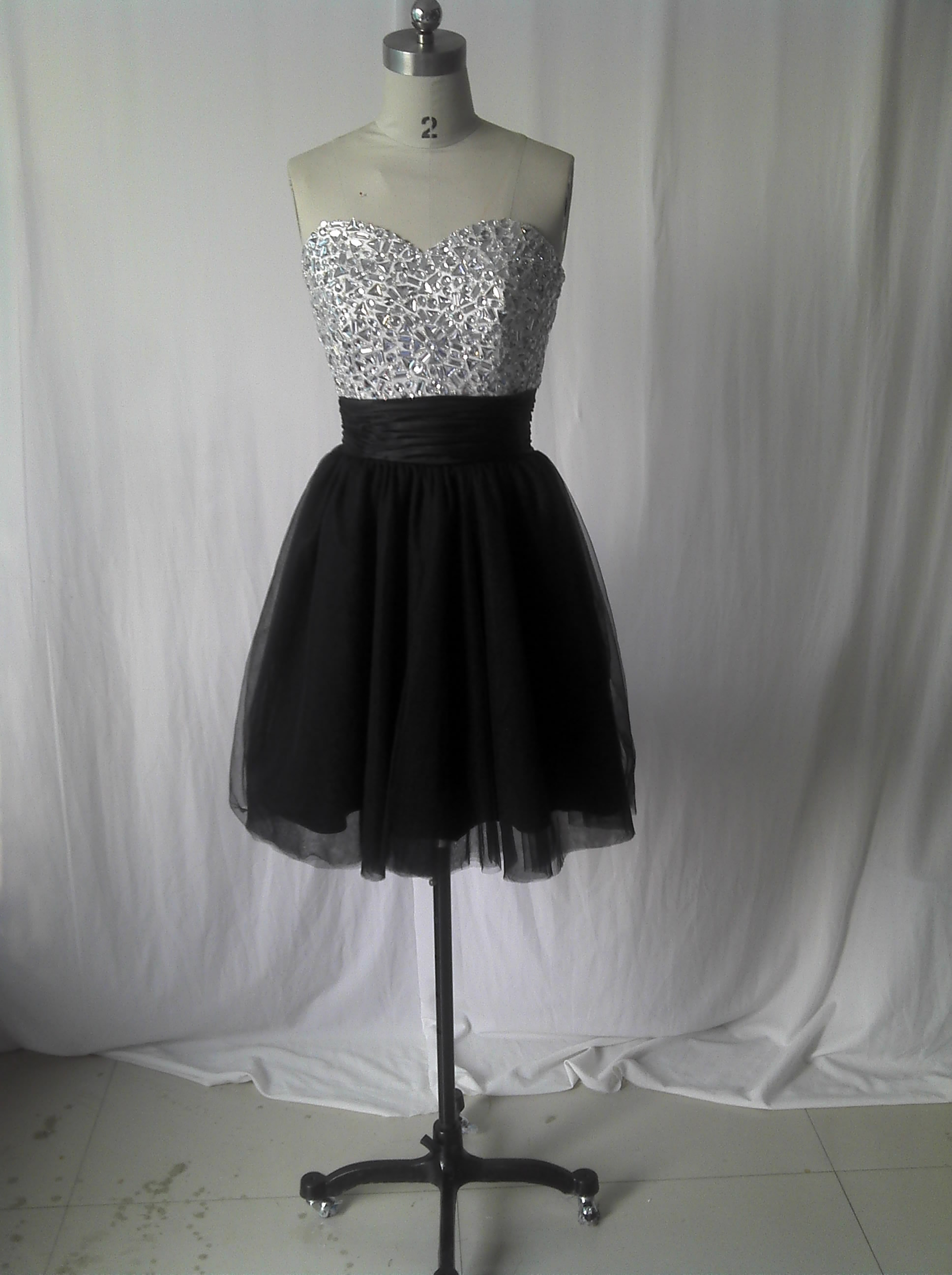 Sweetheart Short Prom Dress ,black And White Prom Dress,tulle Prom
